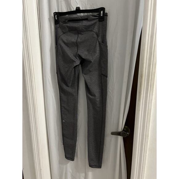 Lululemon Gray Full On Luxtreme Speed Up Leggings Media Pockets Sz 4 - Picture 3 of 5